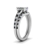 Load image into Gallery viewer, emerald-cut-graduated-channel-wedding-set-with-black-diamond-in-FD122866EMGBLACK-NL-WG
