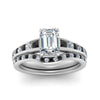 Load image into Gallery viewer, emerald-cut-graduated-channel-wedding-set-with-black-diamond-in-FD122866EMGBLACK-NL-WG