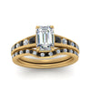 Load image into Gallery viewer, emerald-cut-graduated-channel-wedding-set-with-black-diamond-in-FD122866EMGBLACK-NL-YG