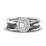 Load image into Gallery viewer, emerald-cut-halo-black-diamond-infinity-bridal-set-in-white-gold-FD9212EMGBLACK-NL-WG-B2.jpg