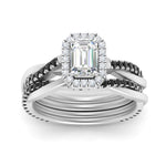 Load image into Gallery viewer, emerald-cut-halo-black-diamond-infinity-bridal-set-in-white-gold-FD9212EMGBLACK-NL-WG-B2.jpg