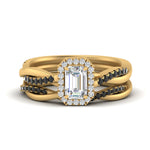 Load image into Gallery viewer, emerald-cut-halo-black-diamond-infinity-bridal-set-in-yellow-gold-FD9212EMGBLACK-NL-YG-B2.jpg