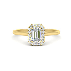 Emerald Cut Diamond Halo Shank Ring