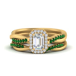 Load image into Gallery viewer, emerald-cut-halo-emerald-infinity-bridal-set-in-yellow-gold-FD9212EMGEMGR-NL-YG-B2.jpg