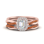 Load image into Gallery viewer, emerald-cut-halo-orange-sapphire-infinity-bridal-set-in-rose-gold-FD9212EMGSAOR-NL-RG-B2.jpg
