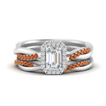 Load image into Gallery viewer, emerald-cut-halo-orange-sapphire-infinity-bridal-set-in-white-gold-FD9212EMGSAOR-NL-WG-B2.jpg
