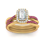 Load image into Gallery viewer, emerald-cut-halo-pink-sapphire-infinity-bridal-set-in-yellow-gold-FD9212EMGSADRPI-NL-YG-B2.jpg