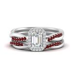 Load image into Gallery viewer, emerald-cut-halo-ruby-infinity-bridal-set-in-white-gold-FD9212EMGRUDR-NL-WG-B2.jpg
