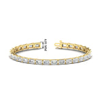 Load image into Gallery viewer, emerald-cut-horizontal-tennis-bracelet-in-yellow-gold-fdbrc10220em-10-00ct-nl-yg-hw
