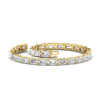 Load image into Gallery viewer, emerald-cut-horizontal-tennis-bracelet-in-yellow-gold-fdbrc10220emangle4-10-00ct-nl-yg
