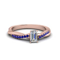 Thumbnail 5 - emerald-cut-infinity-twist-diamond-engagement-ring-with-blue-sapphire-in-14K-rose-gold-FD8253EMRGSABL-NL-RG