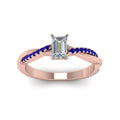 Thumbnail 6 - emerald-cut-infinity-twist-diamond-engagement-ring-with-blue-sapphire-in-14K-rose-gold-FD8253EMRGSABL-NL-RG