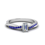 Load image into Gallery viewer, emerald-cut-infinity-twist-diamond-engagement-ring-with-blue-sapphire-in-14K-white-gold-FD8253EMRGSABL-NL-WG
