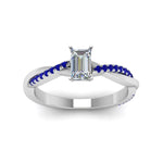Load image into Gallery viewer, emerald-cut-infinity-twist-diamond-engagement-ring-with-blue-sapphire-in-14K-white-gold-FD8253EMRGSABL-NL-WG
