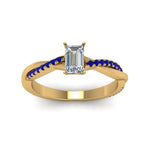 Load image into Gallery viewer, emerald-cut-infinity-twist-diamond-engagement-ring-with-blue-sapphire-in-14K-yellow-gold-FD8253EMRGSABL-NL-YG
