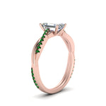 Load image into Gallery viewer, emerald-cut-infinity-twist-diamond-engagement-ring-with-emerald-in-14K-rose-gold-FD8253EMRGEMGR-NL-RG
