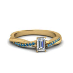 Load image into Gallery viewer, emerald-cut-infinity-twist-diamond-engagement-ring-with-ice-blue-topaz-in-14K-yellow-gold-FD8253EMRGICBLTO-NL-YG
