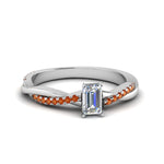 Load image into Gallery viewer, emerald-cut-infinity-twist-diamond-engagement-ring-with-orange-sapphire-in-14K-white-gold-FD8253EMRGSAOR-NL-WG
