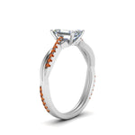 Load image into Gallery viewer, emerald-cut-infinity-twist-diamond-engagement-ring-with-orange-sapphire-in-14K-white-gold-FD8253EMRGSAOR-NL-WG
