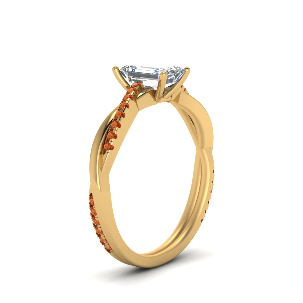 emerald-cut-infinity-twist-diamond-engagement-ring-with-orange-sapphire-in-14K-yellow-gold-FD8253EMRGSAOR-NL-YG