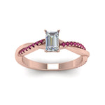 Load image into Gallery viewer, emerald-cut-infinity-twist-diamond-engagement-ring-with-pink-sapphire-in-14K-rose-gold-FD8253EMRGSADRPI-NL-RG
