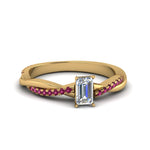 Load image into Gallery viewer, emerald-cut-infinity-twist-diamond-engagement-ring-with-pink-sapphire-in-14K-yellow-gold-FD8253EMRGSADRPI-NL-YG
