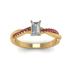 Load image into Gallery viewer, emerald-cut-infinity-twist-diamond-engagement-ring-with-pink-sapphire-in-14K-yellow-gold-FD8253EMRGSADRPI-NL-YG
