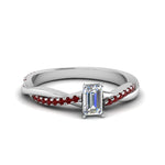 Load image into Gallery viewer, emerald-cut-infinity-twist-diamond-engagement-ring-with-ruby-in-14K-white-gold-FD8253EMRGRUDR-NL-WG
