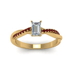 Load image into Gallery viewer, emerald-cut-infinity-twist-diamond-engagement-ring-with-ruby-in-14K-yellow-gold-FD8253EMRGRUDR-NL-YG
