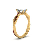 Load image into Gallery viewer, emerald-cut-infinity-twist-diamond-engagement-ring-with-ruby-in-14K-yellow-gold-FD8253EMRGRUDR-NL-YG
