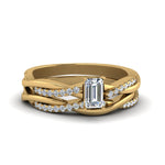 Load image into Gallery viewer, emerald-cut-infinity-twist-diamond-matching-bridal-set-in-14K-yellow-gold-FD8253EM-NL-YG

