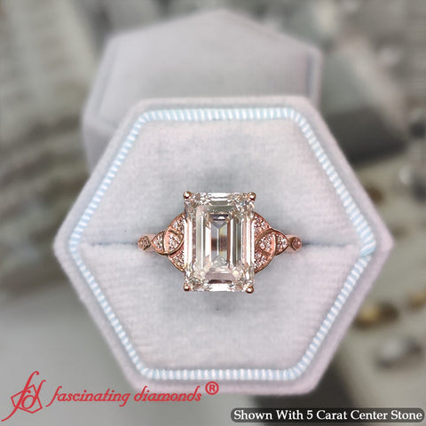 5 Carat Emerald Cut Lab Diamond Big Celtic Ring