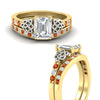 Load image into Gallery viewer, emerald-cut-orange-sapphire-channel-band-celtic-bridal-set-in-yellow-gold-fdens2255emgsaorangle3-nl-yg-ws2