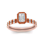 Load image into Gallery viewer, emerald-cut-orange-sapphire-halo-wedding-ring-set-in-rose-gold-FD8523EMGSAOR-NL-RG
