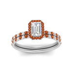 Load image into Gallery viewer, emerald-cut-orange-sapphire-halo-wedding-ring-set-in-white-gold-FD8523EMGSAOR-NL-WG
