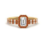 Load image into Gallery viewer, emerald-cut-orange-sapphire-halo-wedding-ring-set-in-yellow-gold-FD8523EMGSAOR-NL-YG
