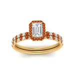 Load image into Gallery viewer, emerald-cut-orange-sapphire-halo-wedding-ring-set-in-yellow-gold-FD8523EMGSAOR-NL-YG
