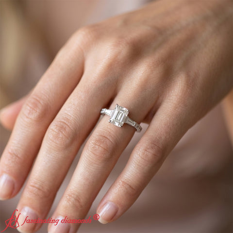 Delicate Antique Pave Emerald Cut Diamond Ring