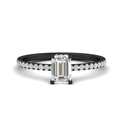 Emerald Cut Pave Underhalo engagement ring