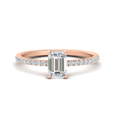 Emerald Cut Pave Underhalo engagement ring
