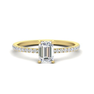 Emerald Cut Pave Underhalo engagement ring