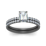 Load image into Gallery viewer, emerald-cut-pave-wrap-wedding-ring-set-in-black-gold-in-FD9168EMANGLE3-NL-BG
