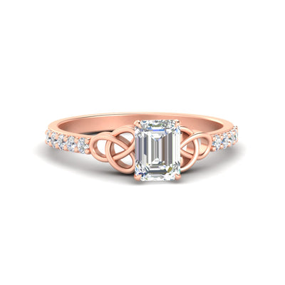 Emerald Cut Petite Celtic diamond Ring