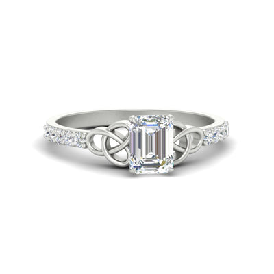 Emerald Cut Petite Celtic diamond Ring