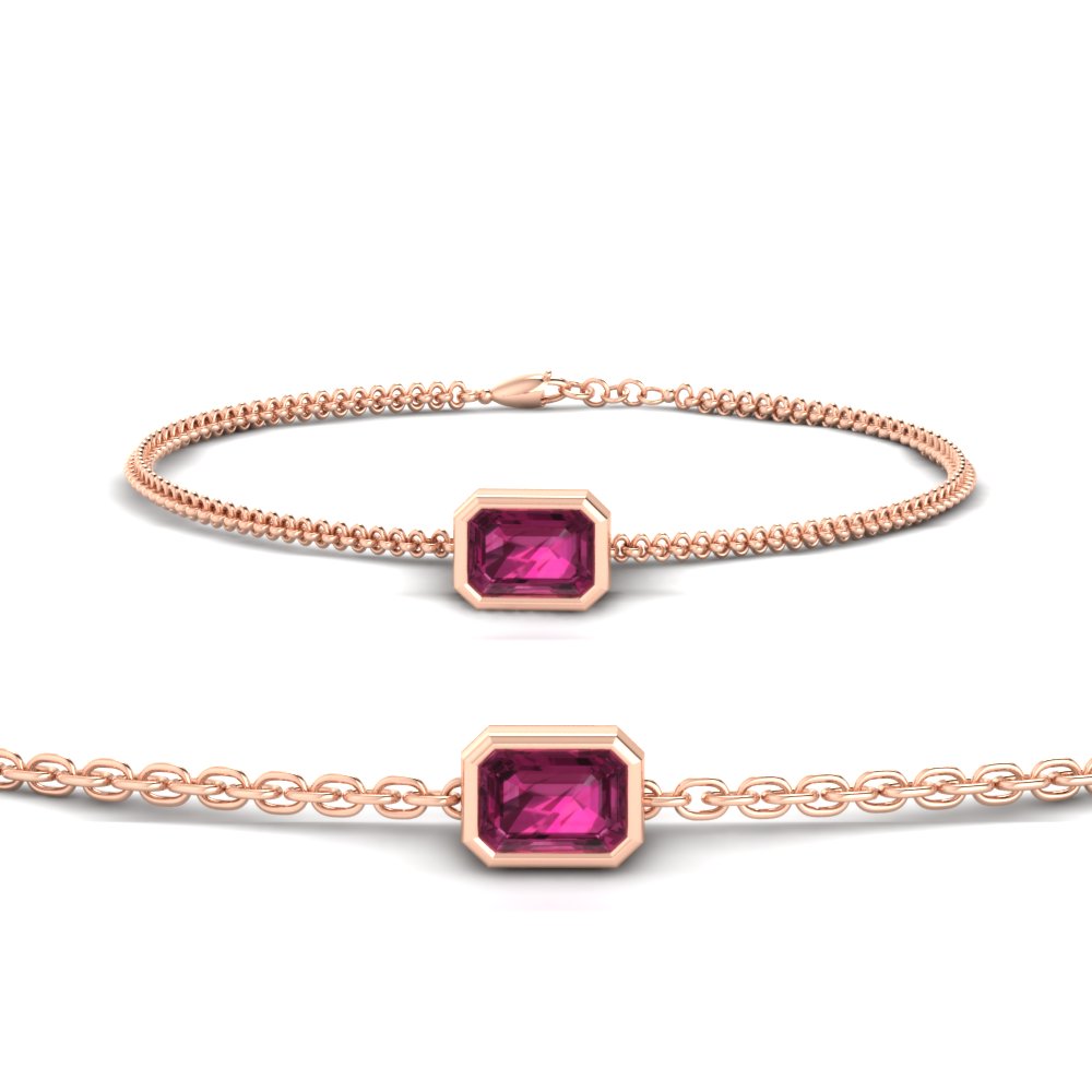 1 Carat Bezel Set Emerald Chain Bracelet