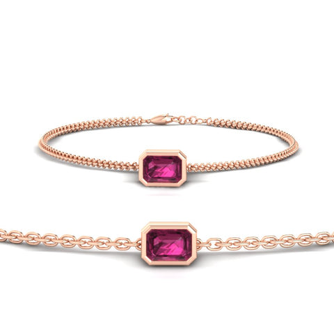 1 Carat Bezel Set Emerald Chain Bracelet