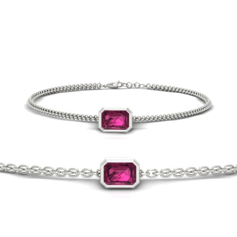 1 Carat Bezel Set Emerald Chain Bracelet