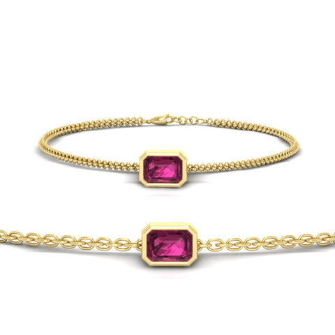 1 Carat Bezel Set Emerald Chain Bracelet