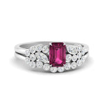 Load image into Gallery viewer, emerald-cut-pink-sapphire-cluster-wedding-set-in-white-gold-FDENS3110EMGSADRPI-NL-WG.jpg