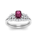 Load image into Gallery viewer, emerald-cut-pink-sapphire-cluster-wedding-set-in-white-gold-FDENS3110EMGSADRPI-NL-WG.jpg
